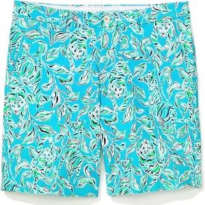 Lilly Pulitzer Men 9" Beaumont Stretch Shorts Turquoise Oasis Outta Line 38 38R